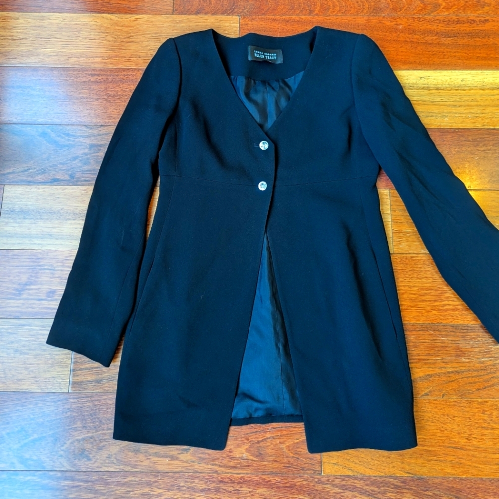 VTG LINDA ALLARD for ELLEN TRACEY BLACK SKIRT SUIT (jacket & skirt)